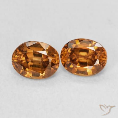 Gemas de Circón Marrón naranja natural de 1.25 ct, Ovalada, VVS