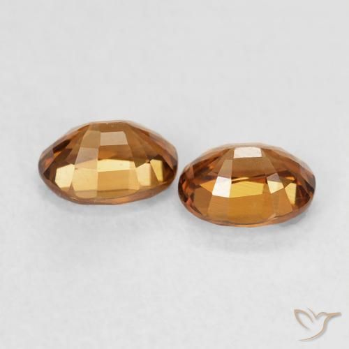 Gemas de Circón Marrón naranja natural de 1.25 ct, Ovalada, VVS