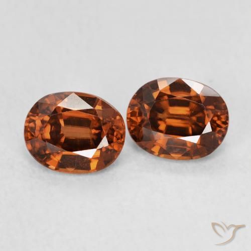 Gemas de Circón Naranja oscuro natural de 1.27 ct, Ovalada, VVS
