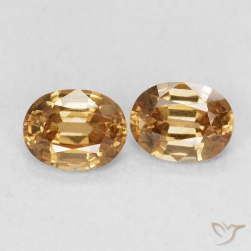 Gemas de Circón Marrón-oro natural de 1.15 ct, Ovalada, VVS