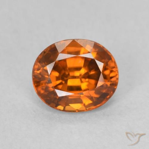 1.00ct Natural Naranja oscuro Circón, Ovalada, VVS