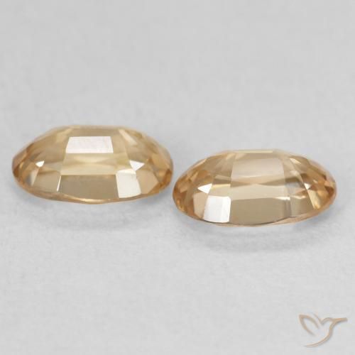 Gemas de Circón Dorado durazno claro natural de 1.37 ct, Ovalada, VVS-VS