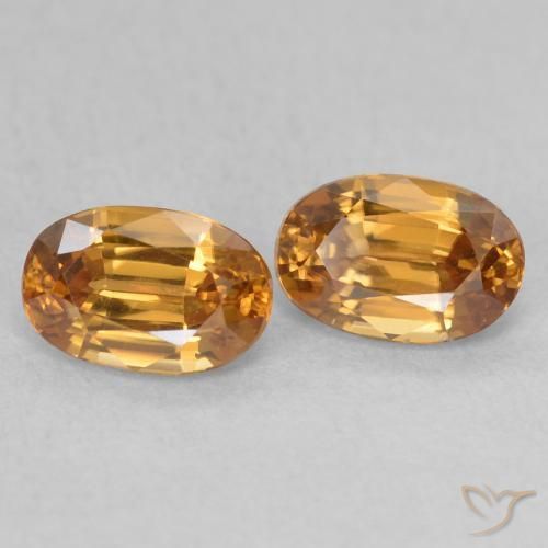 Gemas de Circón Dorado medio natural de 1.59 ct, Ovalada, VVS-VS