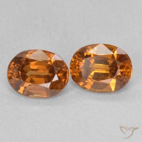 Gemas de Circón Medium Dark-Orange natural de 1.27 ct, Ovalada, VVS-VS