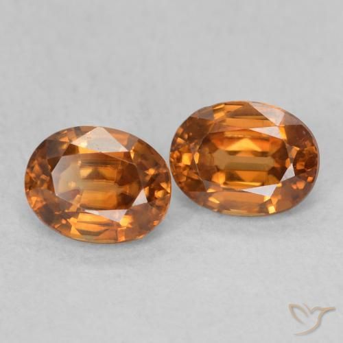 Gemas de Circón Naranja marrón natural de 1.21 ct, Ovalada, VVS-VS
