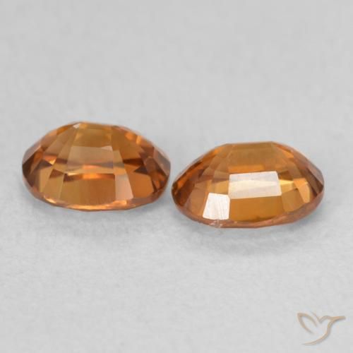 Gemas de Circón Naranja marrón natural de 1.21 ct, Ovalada, VVS-VS
