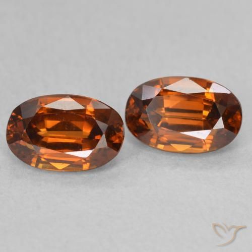 Gemas de Circón Naranja oscuro natural de 1.62 ct, Ovalada, VVS-VS