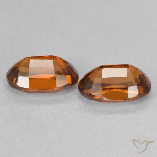 Gemas de Circón Naranja oscuro natural de 1.62 ct, Ovalada, VVS-VS