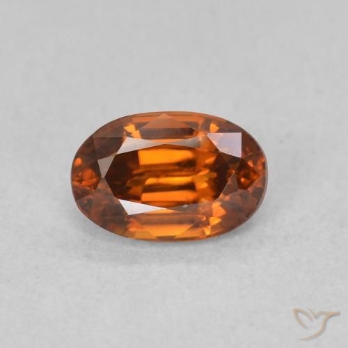 0.84ct Natural Naranja oscuro Circón, Ovalada, VVS