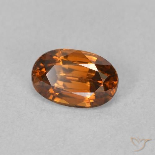 Circón Medium Dark-Orange natural de 0.78 ct, Ovalada, VVS