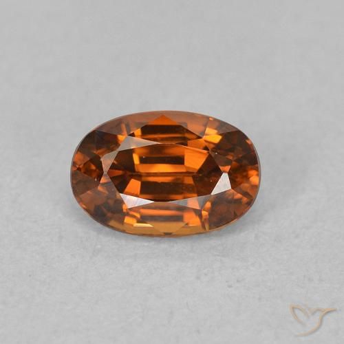 0.89ct Natural Medium Dark-Orange Circón, Ovalada, VVS