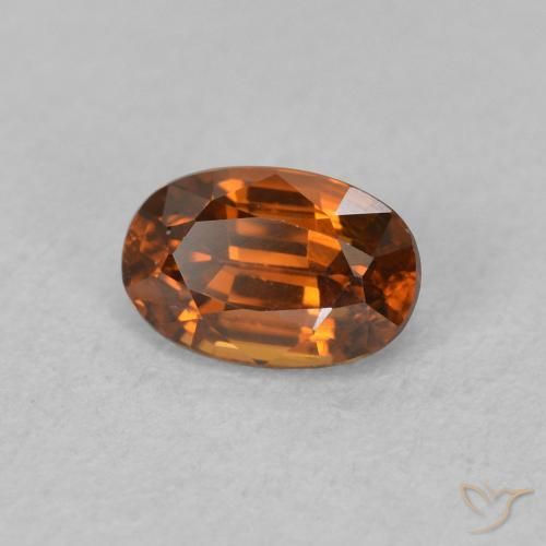 Circón Medium Dark-Orange natural de 0.89 ct, Ovalada, VVS