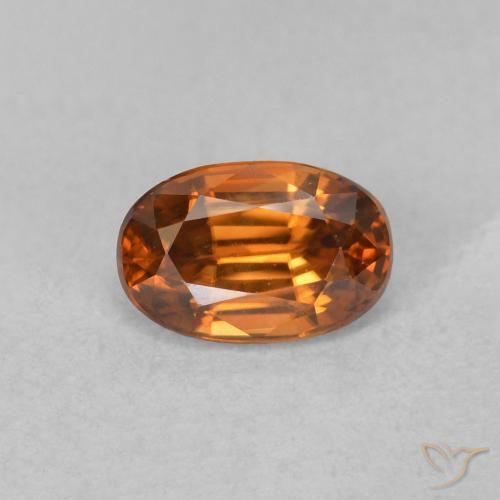0.81ct Natural Medium Dark-Orange Circón, Ovalada, VVS