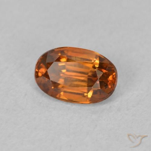 Circón Medium Dark-Orange natural de 0.81 ct, Ovalada, VVS