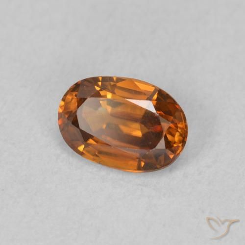 Circón Medium Dark-Orange natural de 0.73 ct, Ovalada, VVS