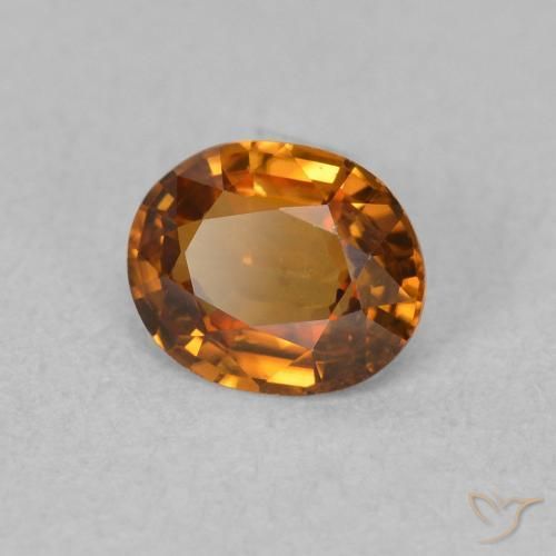 Circón Naranja medio natural de 0.86 ct, Ovalada, VVS