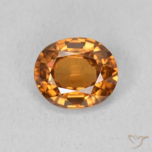 0.91ct Natural Naranja medio Circón, Ovalada, VVS