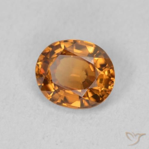 Circón Naranja medio natural de 0.91 ct, Ovalada, VVS