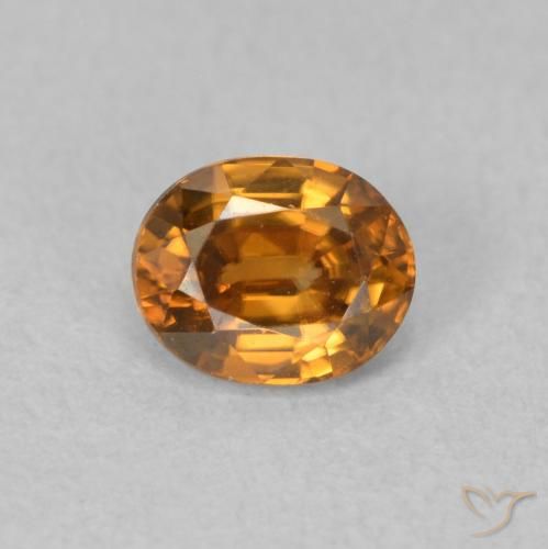 1.02ct Natural Naranja medio Circón, Ovalada, VVS