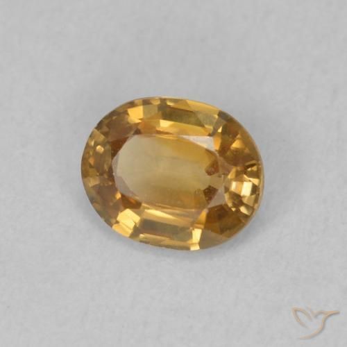 Circón Dorado medio natural de 0.87 ct, Ovalada, VVS