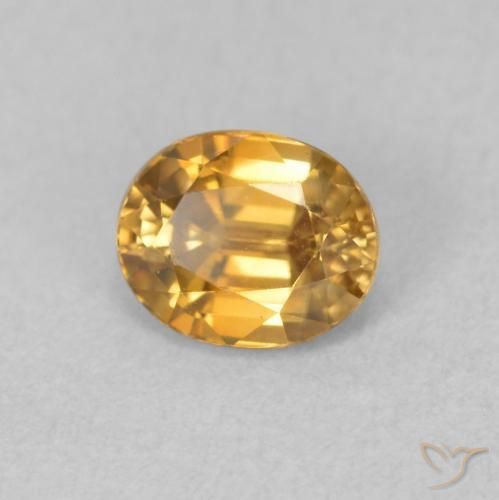 Circón Dorado medio natural de 1.16 ct, Ovalada, VVS