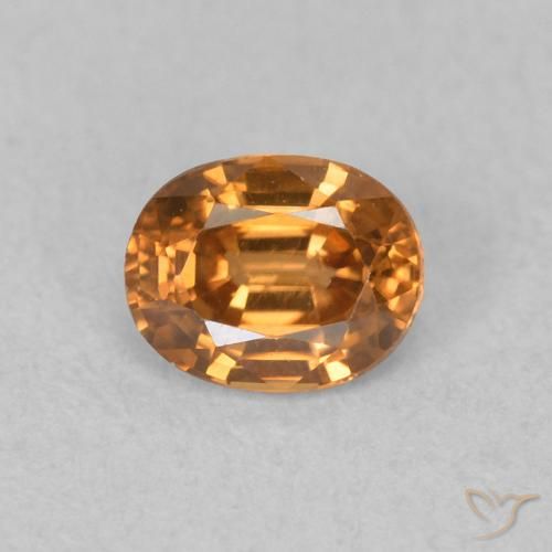 0.65ct Natural Naranja medio Circón, Ovalada, VVS