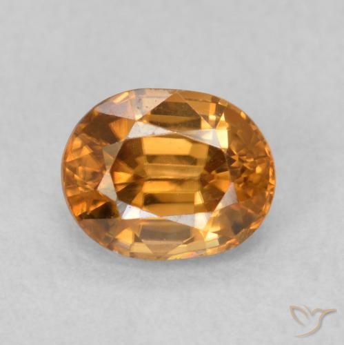 0.95ct Natural Marrón naranja Circón, Ovalada, VS