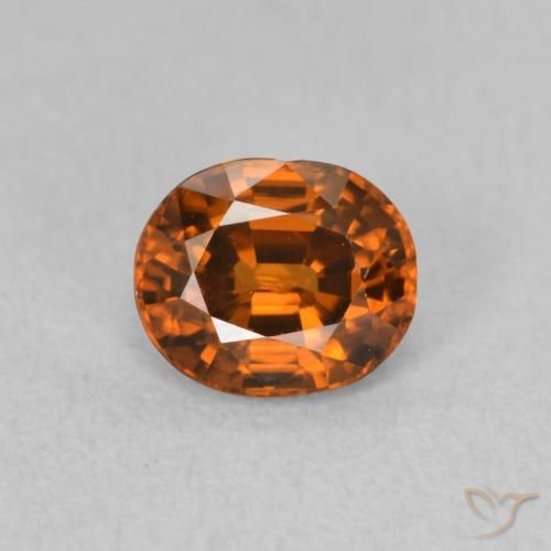 0.99ct Natural Medium Dark-Orange Circón, Ovalada, VVS-VS