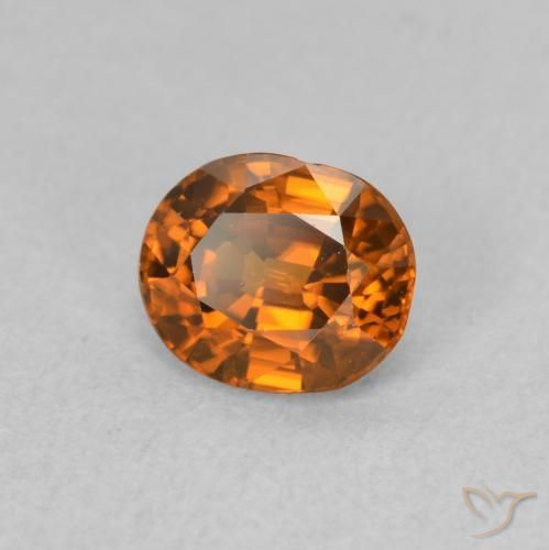 Circón Medium Dark-Orange natural de 0.99 ct, Ovalada, VVS-VS