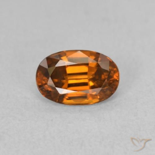 0.80ct Natural Naranja medio Circón, Ovalada, VVS