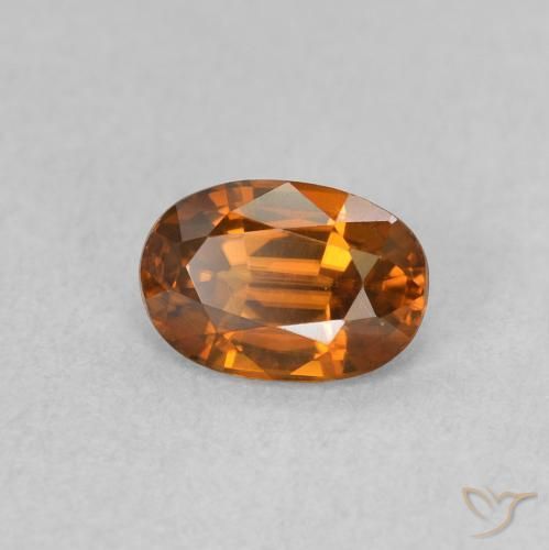 Circón Naranja medio natural de 0.80 ct, Ovalada, VVS
