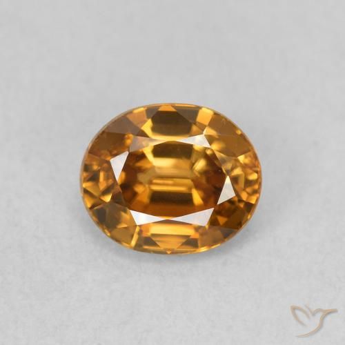 1.02ct Natural Naranja medio Circón, Ovalada, VVS