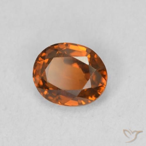 Circón Naranja oscuro natural de 0.87 ct, Ovalada, VVS