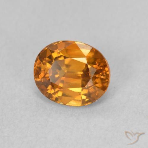 Circón Naranja medio natural de 1.10 ct, Ovalada, VVS