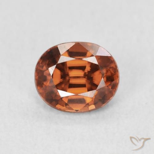1.17ct Natural Naranja oscuro Circón, Ovalada, VVS-VS