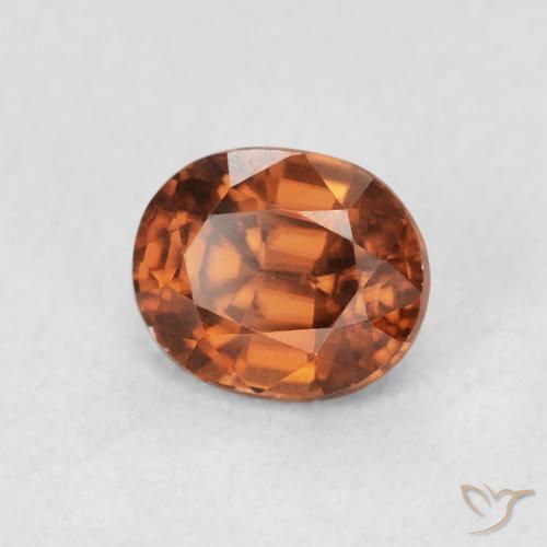 Circón Naranja oscuro natural de 1.17 ct, Ovalada, VVS-VS