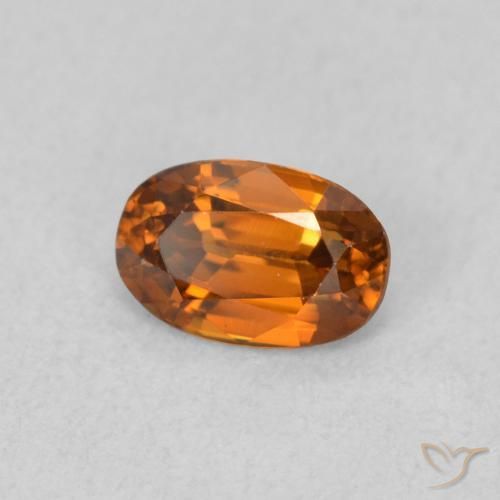 Circón Naranja oscuro natural de 0.77 ct, Ovalada, VVS-VS
