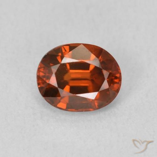0.99ct Natural Naranja oscuro Circón, Ovalada, VVS-VS