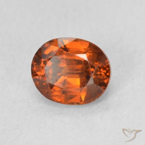 Circón Naranja rojizo natural de 1.15 ct, Ovalada, VVS-VS
