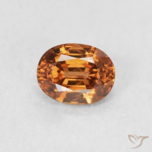 0.63ct Natural Naranja oscuro Circón, Ovalada, VVS