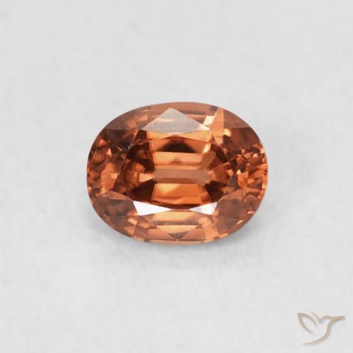 0.62ct Natural Medium Dark-Orange Circón, Ovalada, VVS