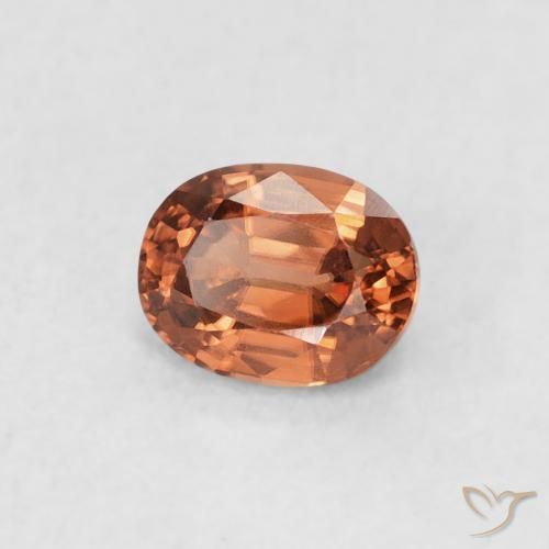 Circón Medium Dark-Orange natural de 0.62 ct, Ovalada, VVS