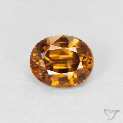 1.00ct Natural Naranja medio Circón, Ovalada, VVS-VS