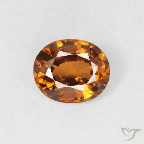0.90ct Natural Naranja terroso Circón, Ovalada, VVS-VS