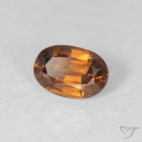 Circón Naranja marrón natural de 0.86 ct, Ovalada, VVS