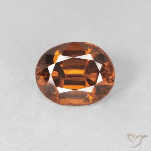 1.00ct Natural Naranja oscuro Circón, Ovalada, VVS