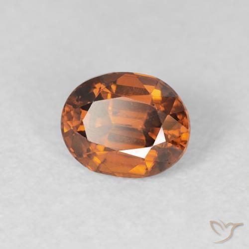 Circón Naranja oscuro natural de 1.00 ct, Ovalada, VVS
