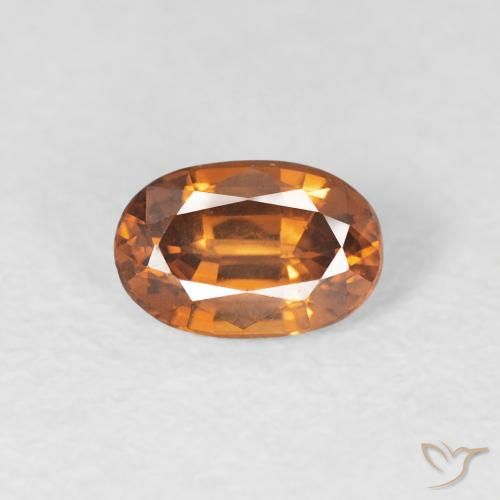 0.75ct Natural Naranja oscuro Circón, Ovalada, VVS