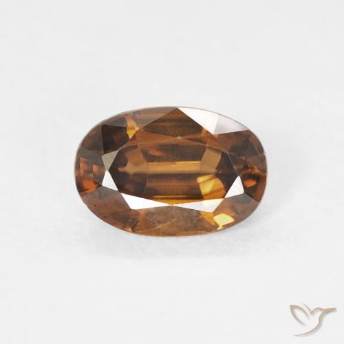0.75ct Natural Medium Dark-Orange Circón, Ovalada, VVS