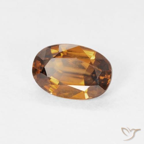 Circón Medium Dark-Orange natural de 0.75 ct, Ovalada, VVS